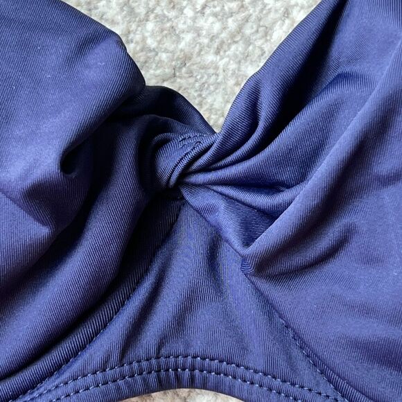 Anne Cole Bikini Womens sz 34C 36B Navy Twist Swim Top Underwire Support - Picture 2 of 6